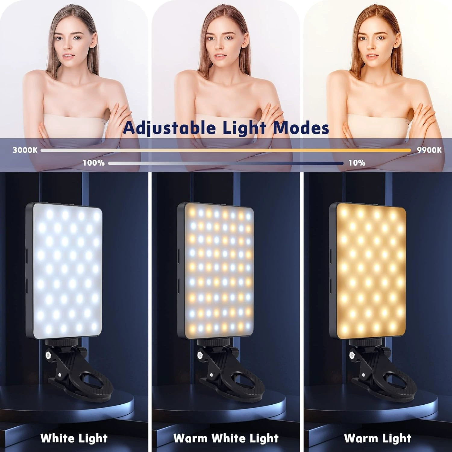 LED-осветитель XS140, клипса для мобильного телефона и ноутбука, RGB/двухцветные варианты, компактный 14×8×5 см