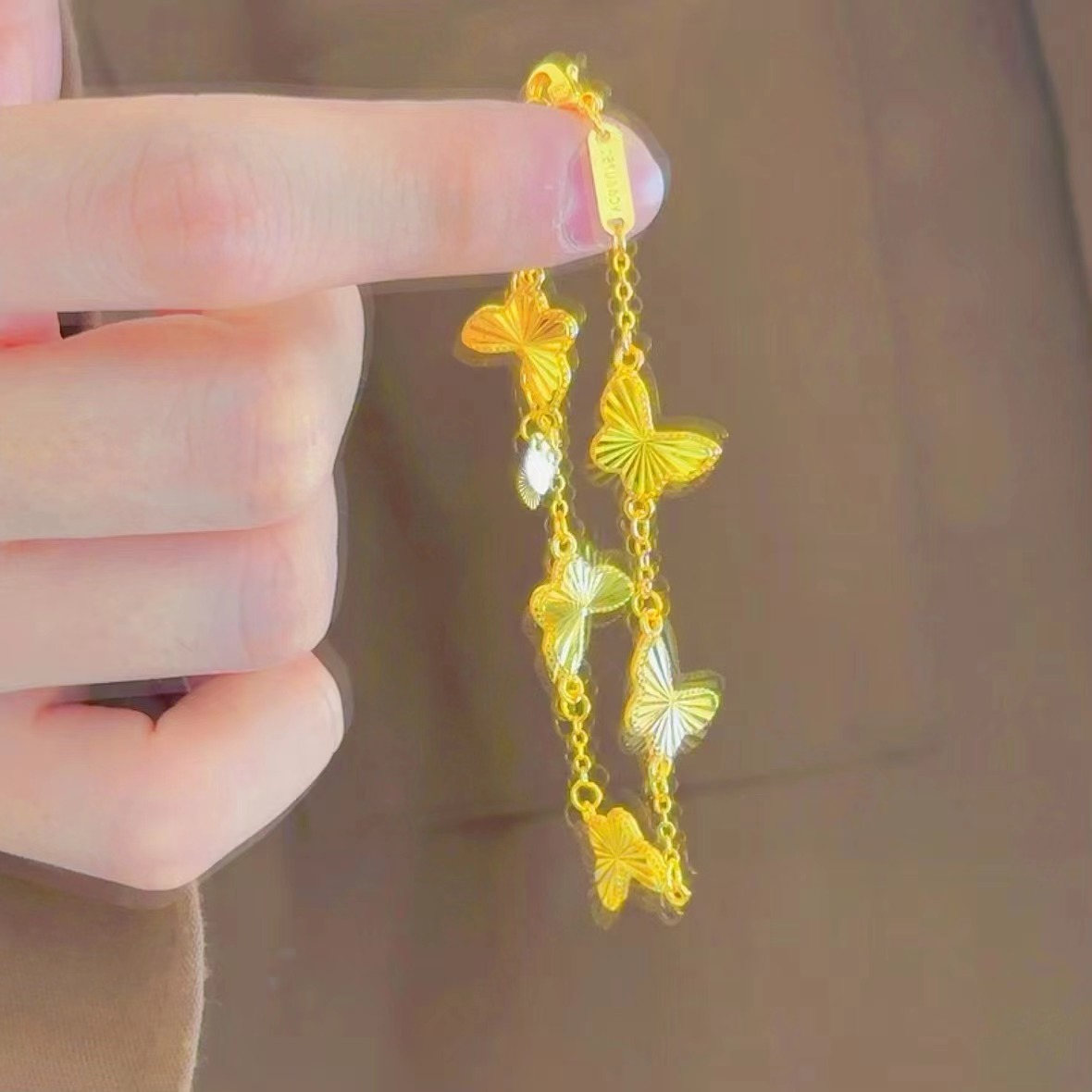 Nouveau bracelet papillon laser flash plaqué or pour femme, simple, tendance, léger, luxueux, élégant_voghion.com