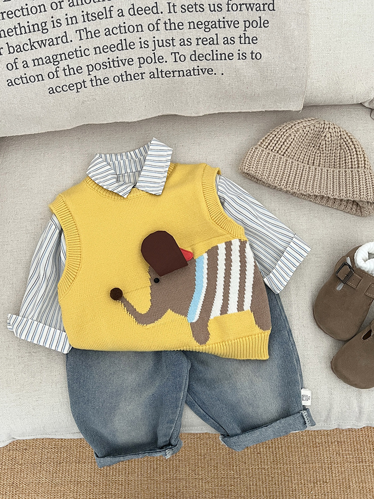 Primavera y otoño chaleco de punto coreano para bebés encantadores chalecos sin mangas de dibujos animados para bebés y bebés chalecos sueltos de moda