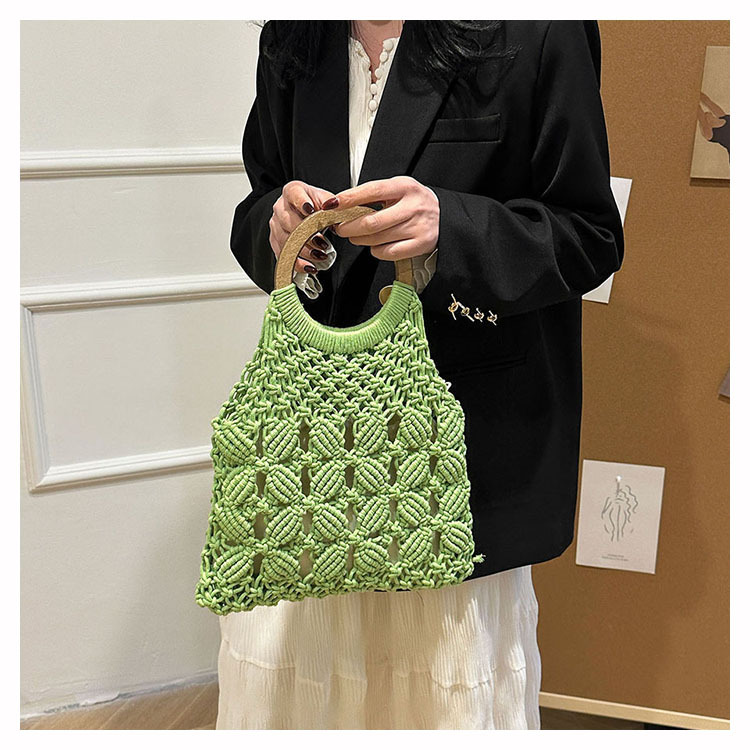 Women's Medium Fabric Solid Color Basic Classic Style Weave Hollow Open Straw Bag display picture 23