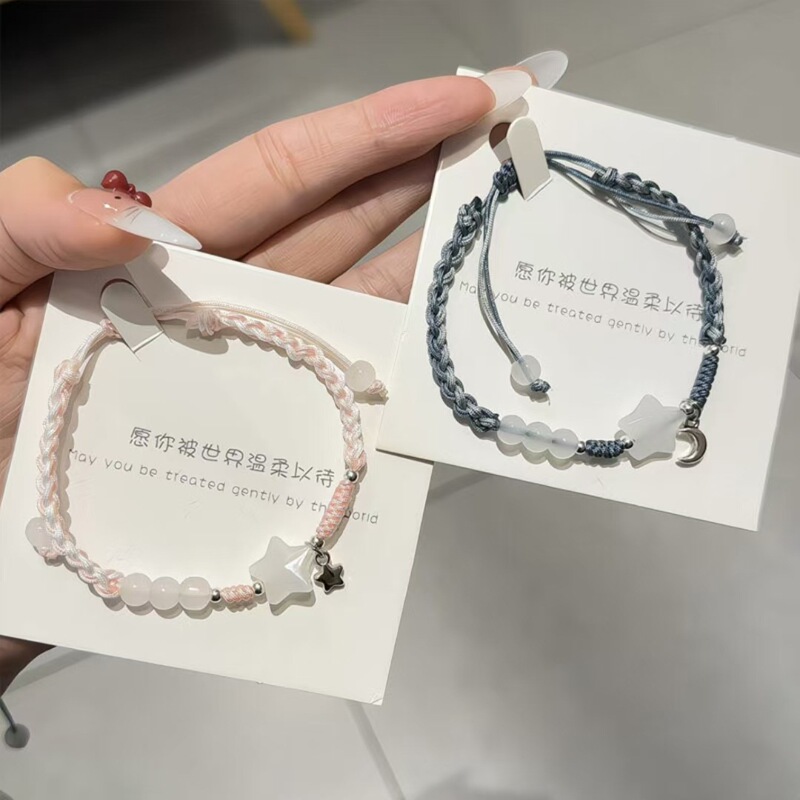 Chinese Style Star Woven All-match Bracelet for Women Ins Niche Simple Girlfriend Hand Rope Super Fairy Couple Gift for Girlfriend