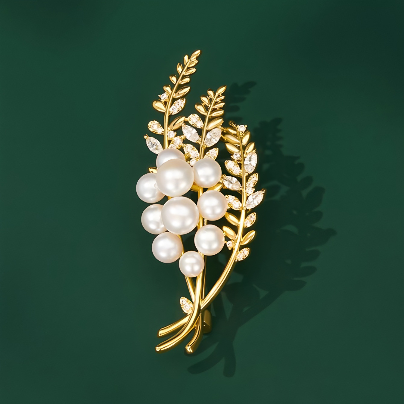 Neue, luxuriöse Perlenbrosche „Weizenähre“ für Damen – ein elegantes Accessoire für jeden Anlass._voghion.com
