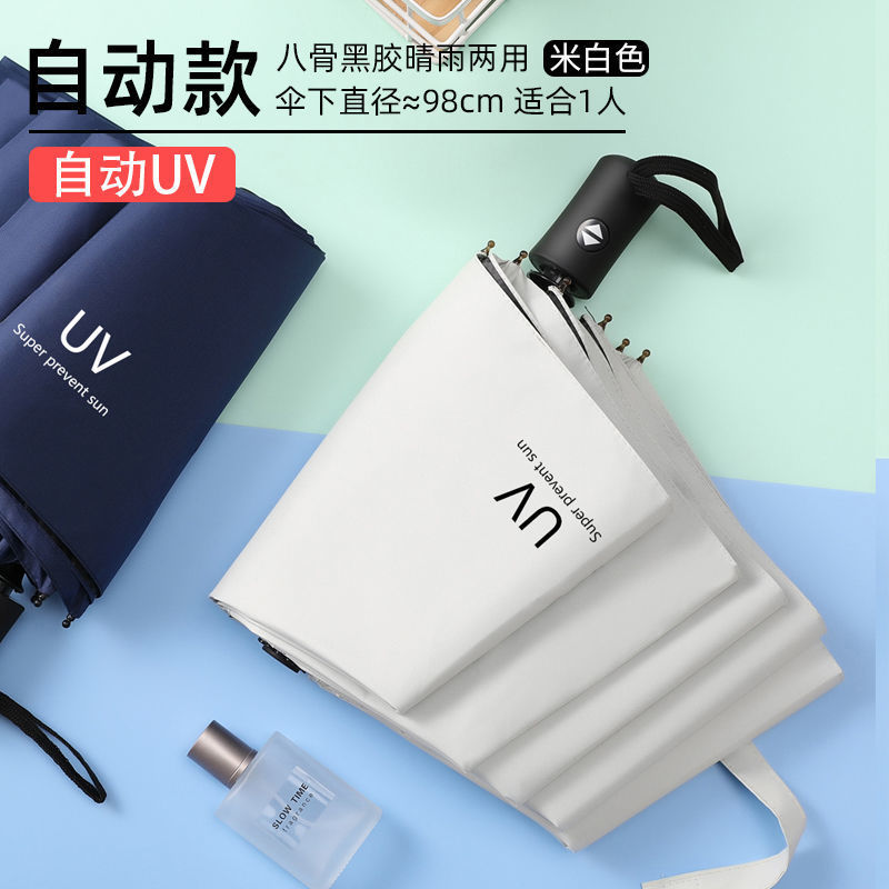 【オートブラック】8骨UVファッションモデル-米白