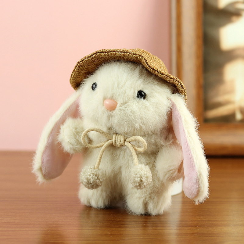 Adorable Peluche de Conejito, Colgante para Sombrero, Llavero, Adorno para Bolsa, Muñeco de Conejo Blanco, Regalo image 7