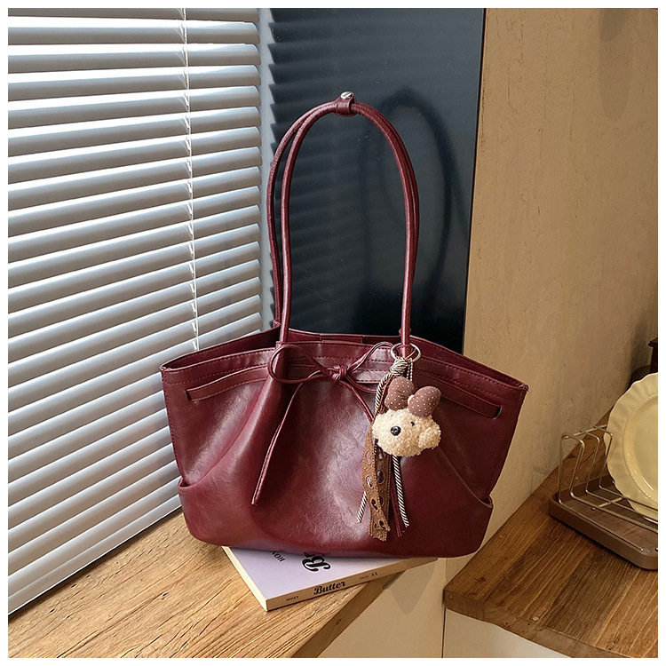 Túi tote nữ cỡ lớn dáng shopping đeo vai kẹp nách — Màu cà phê Không có mặt dây chuyền, Màu nâu không có mặt dây chuyền, Rượu vang đỏ không có mặt dây chuyền, Đen không có mặt dây chuyền chi tiết 11