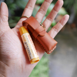 American Style Vintage Leather Mouth Red Bag Small Cosmetic Hand Sanitizer Bottle Storage Bag Solid Color Lipstick Lipstick Protective Case