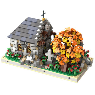 Moc-89854 Medieval Small Cemetery Building Toy Set with Graves 1281 Particle Number