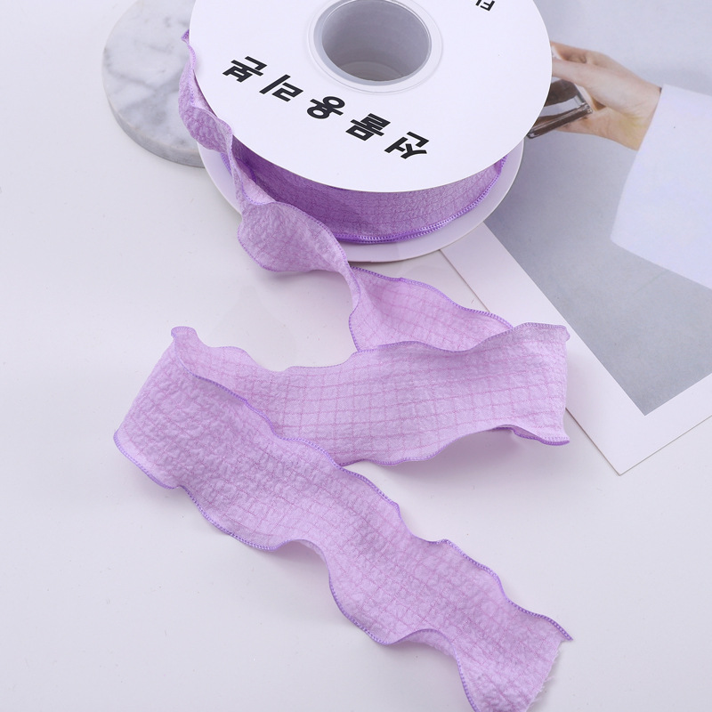 Nueva ola cinta plisada espina de pescado cinturón de hilo de oreja flor tienda de flores embalaje cinta pastel hornear cinturón de tela floral