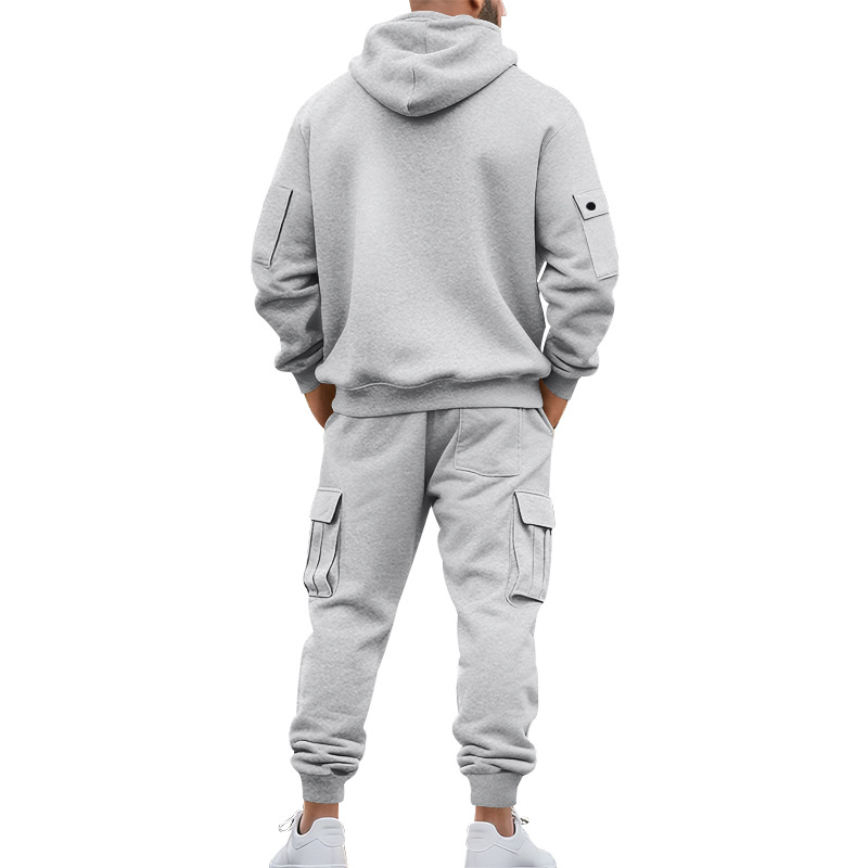 American Autumn And Winter Heavy Loose Men's Tooling Outdoor Commuting Casual Fleece Warm Sweater Tooling Sweatpants Set_viptrois.com