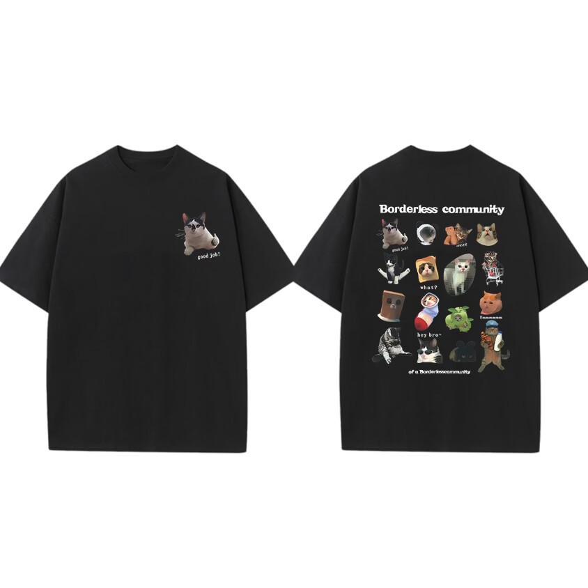 Verano Y2K tops de mujer casual retro de manga corta niña suelta cuello redondo camiseta negra Pedido mínimo de una pieza