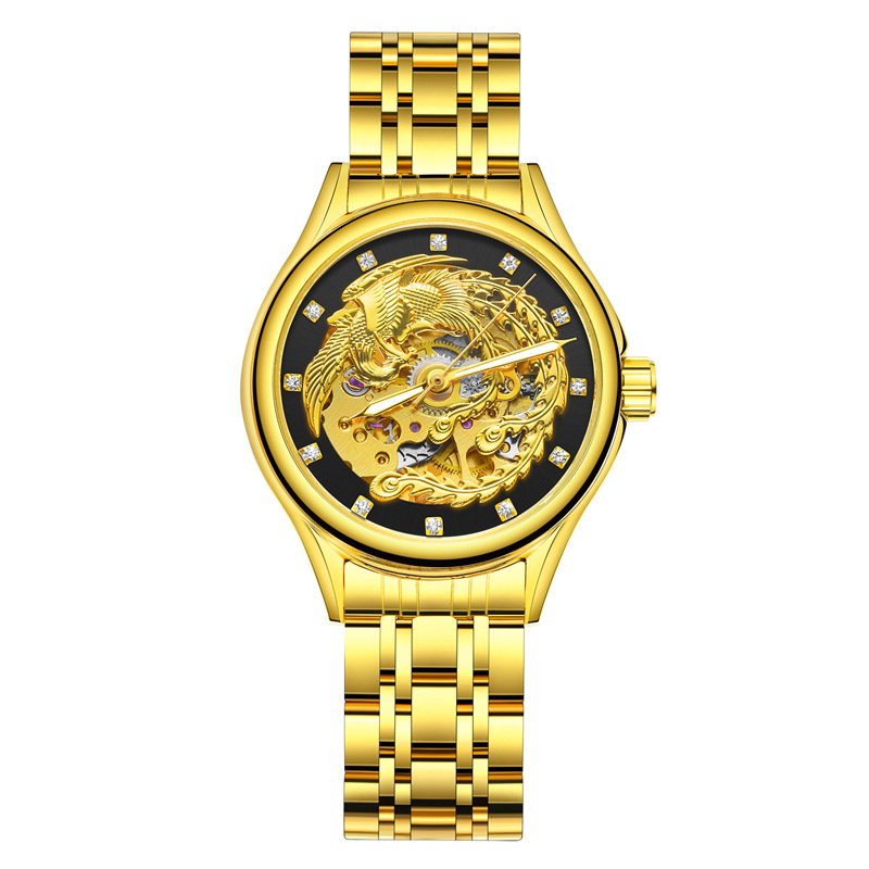 Forsining/Fusini mujer reloj mecánico automático Phoenix Zhuque reloj de oro reloj hueco 8222