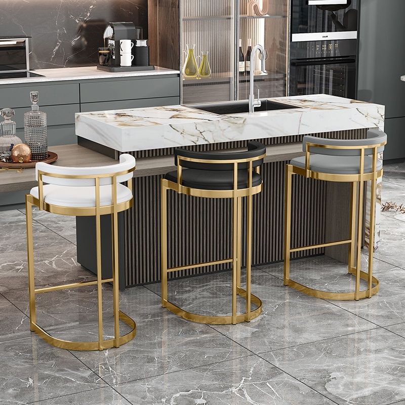 Modern Minimalist Backrest Cafe Bar Stool High Stool Nordic Light Luxury Home Island Bar Stool High Chair