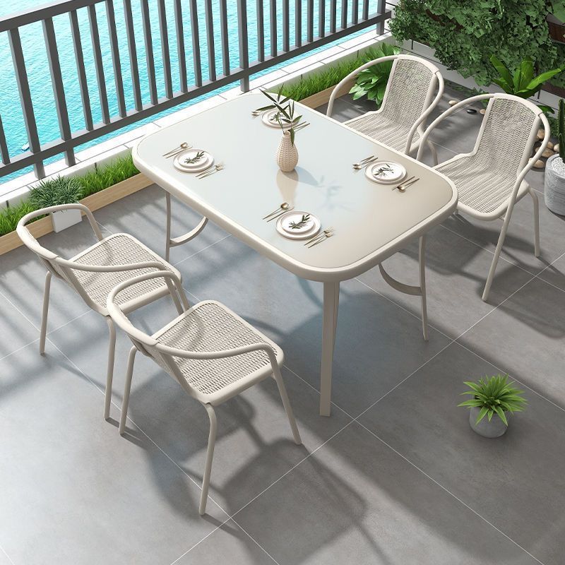 Salón de té de leche, silla de ocio, mesa y silla combinada de hierro forjado al aire libre, patio al aire libre, mesa de comedor de balcón