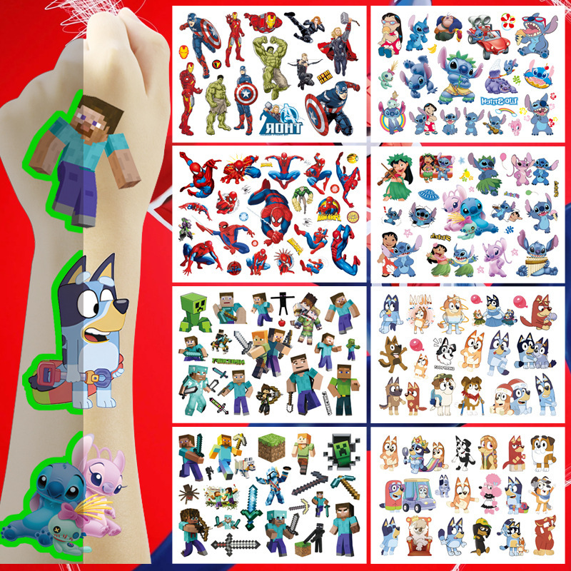 Luminous Tattoo Sticker My World Games Stubborn Spider-Man Avengers Disposable Tattoo Sticker