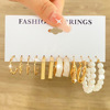 Retro fashionable earrings from pearl, set, advanced metal accessory, European style, light luxury style, high-quality style, wholesale