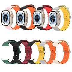 適用於apple watch8 Ultra手錶海洋硅膠錶帶蘋果海洋雙色錶帶