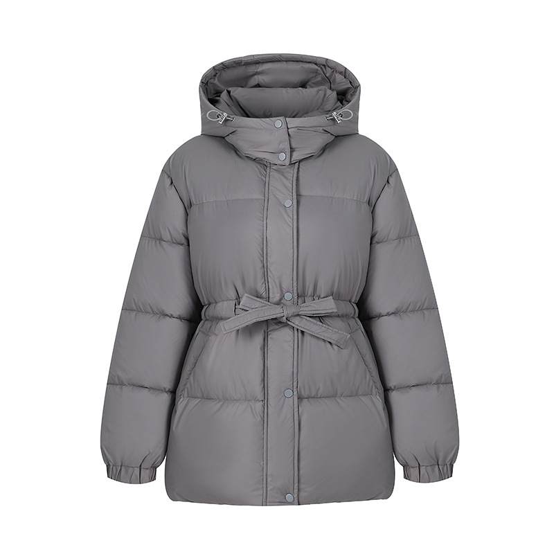Capa de algodón de pluma de invierno para mujeres, ropa de algodón de cintura gruesa, ropa de invierno 2025, nueva moda de chaqueta caliente con capuzas medianas y largas