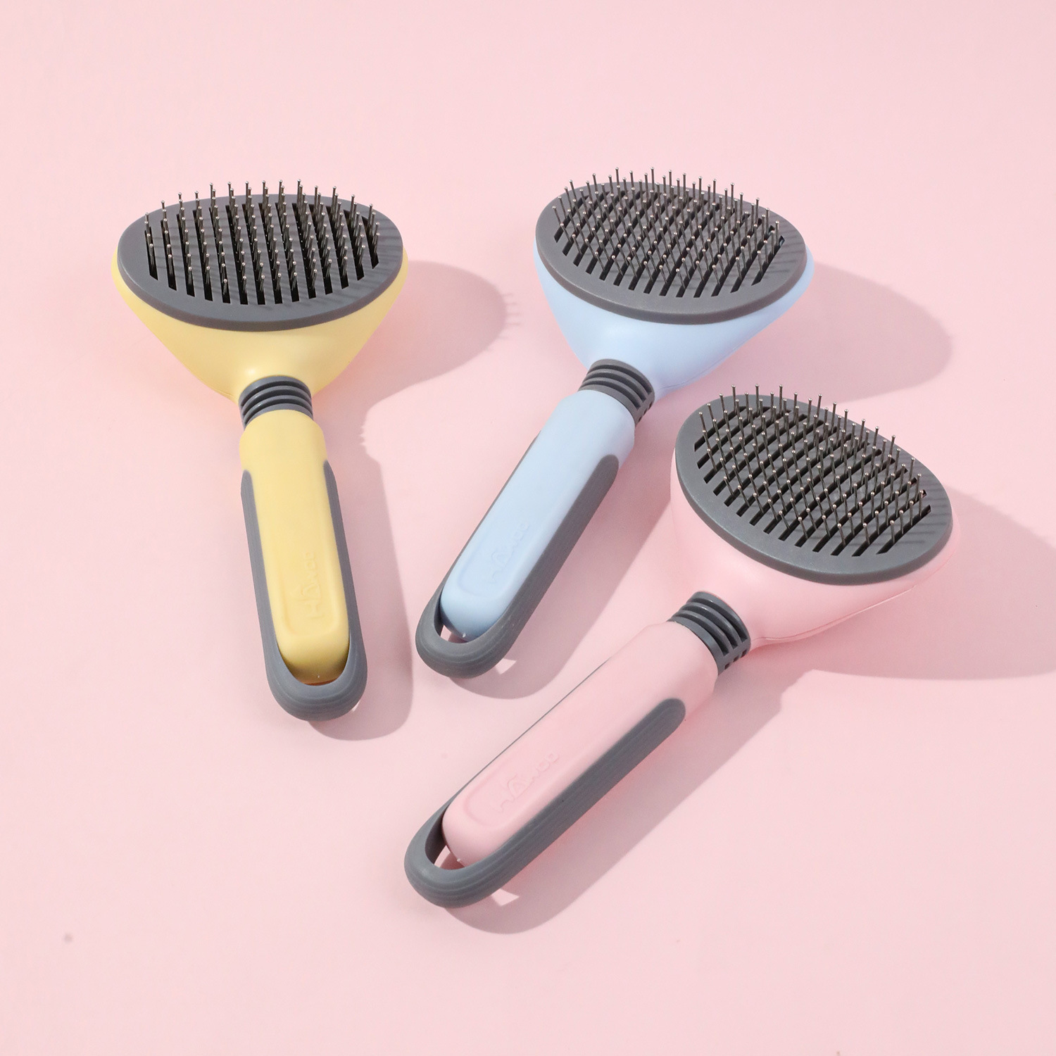 Peine para gatos Peine para limpieza de mascotas Peine para cabello TPR Aguja de acero Peine de aseo para perros grandes