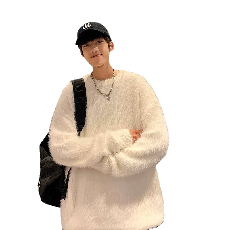 Invierno de los hombres de imitación de visón de terciopelo suéter interior cálido camiseta de fondo camisa de felpa suéter de invierno de los hombres