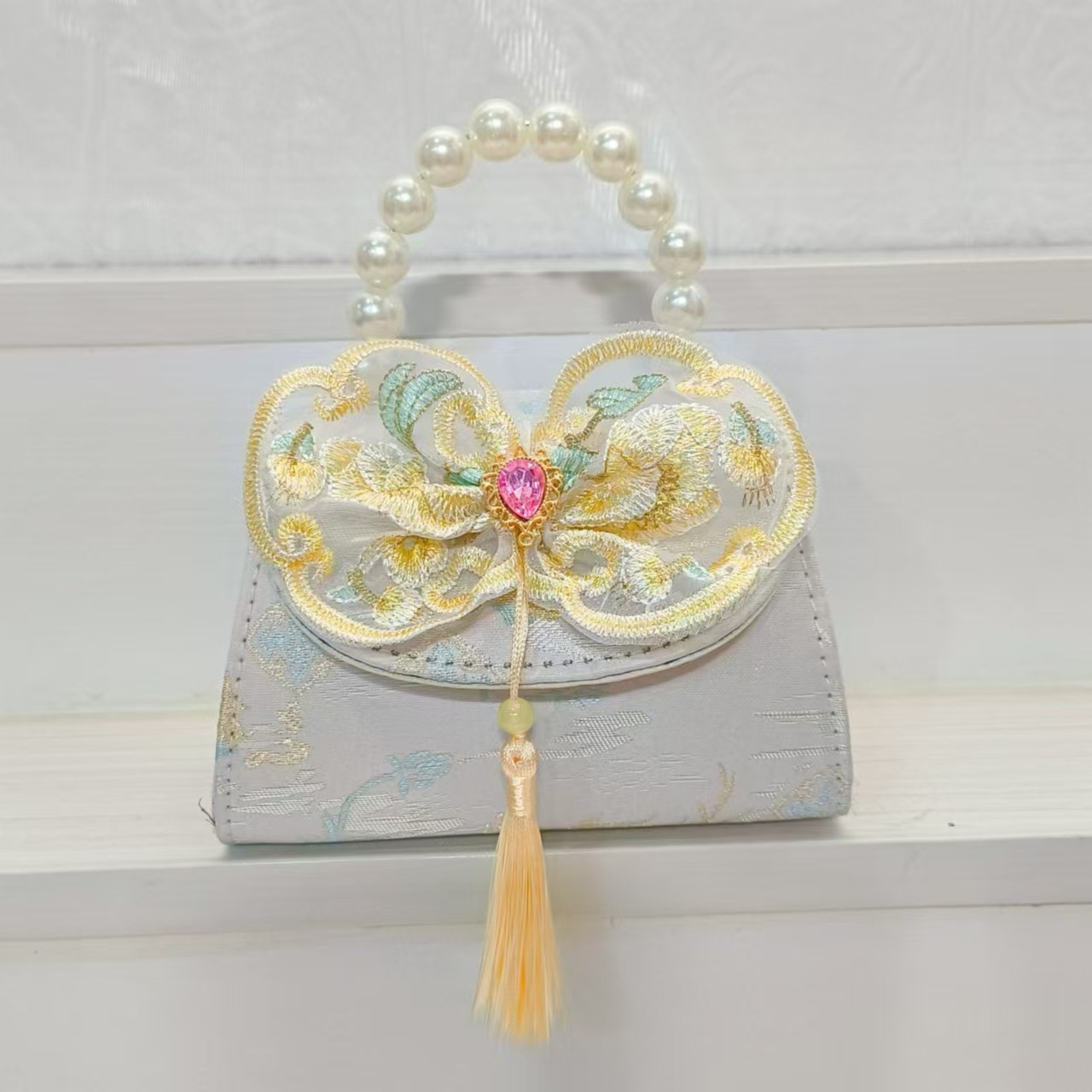 Bolsos de perlas de arco de estilo nacional bolsos de princesa bolsos de cinturón cadenas antiguas bolsas de accesorios para niños bolsos regalos para chicas