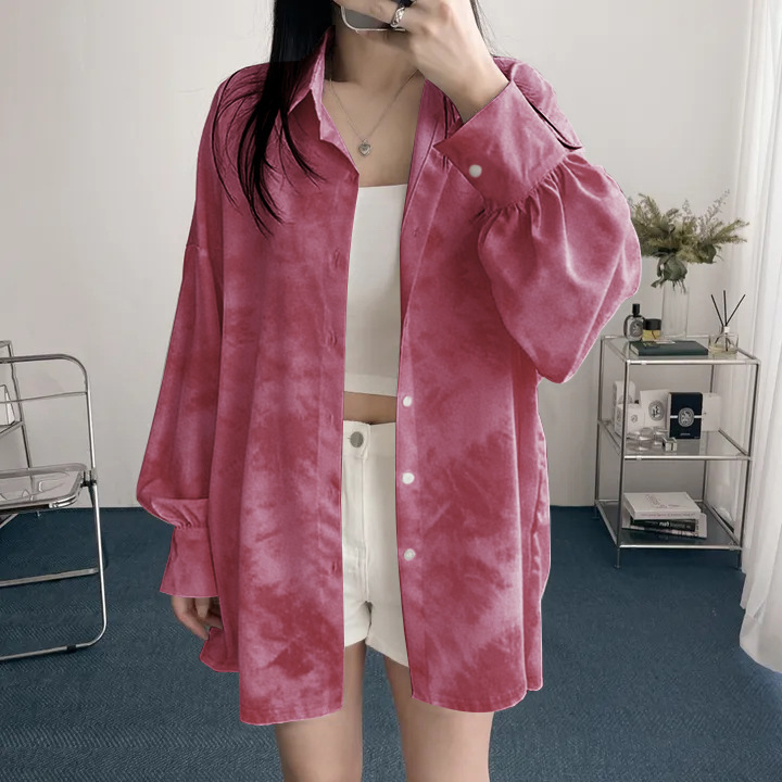Red Cross-Border Printed Spring and Autumn Wholesale Shirts for Women, European and American Korean Style Casual Loose Long-Sleeve Shirts with Sun Protection and Sleeves Red Cross-Border Printed Spring and Autumn Wholesale Shirts for Women, European and American Korean Style Casual Loose Long-Sleeve Shirts with Sun Protection and Sleeves