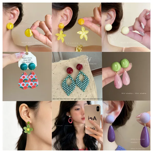 Collection~Treasure Earrings 2026 New Style High-End Personality Versatile Travel Colorful Dopamine Earrings for Women