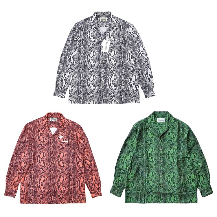 GUILTYPARTIES TIGER 21AW Japanese classic snake print Hawaiian print long sleeve shirt for men and women GUILTYPARTIES TIGER 21AW Japanese classic snake print Hawaiian print long sleeve shirt for men and women