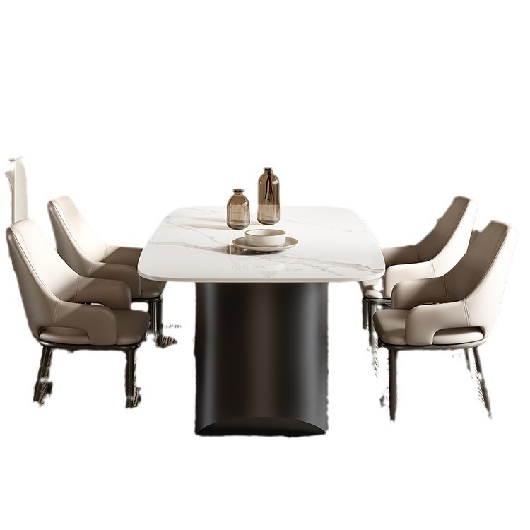 Mesa y silla de comedor de estilo italiano, silla de comedor de lujo ligera, red hotel moderno, silla de comedor de cuero nórdico de alta calidad