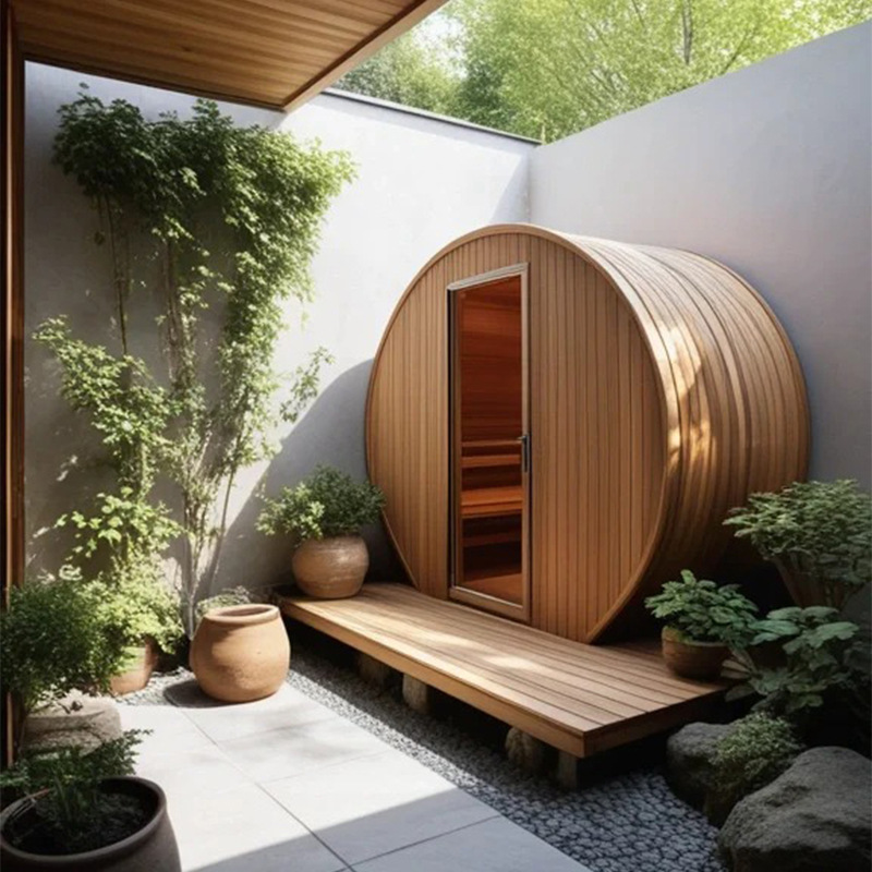 Sala de sauna de aguas termales al aire libre Sala de vapor de sudor doble individual Sala de vapor seco para cuatro personas Sala de vapor de patio multijugador Casa de madera