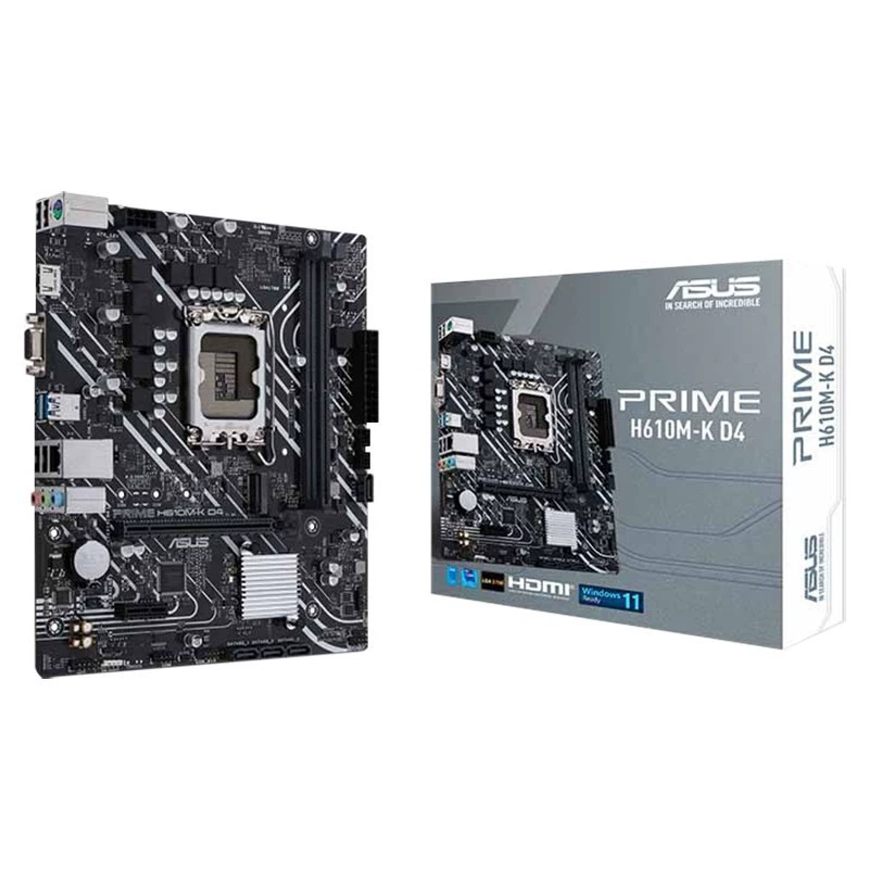Совместимая материнская плата Intel ASUS PRIME H610M-K D4 поддерживает процессоры 12-го/13-го поколения