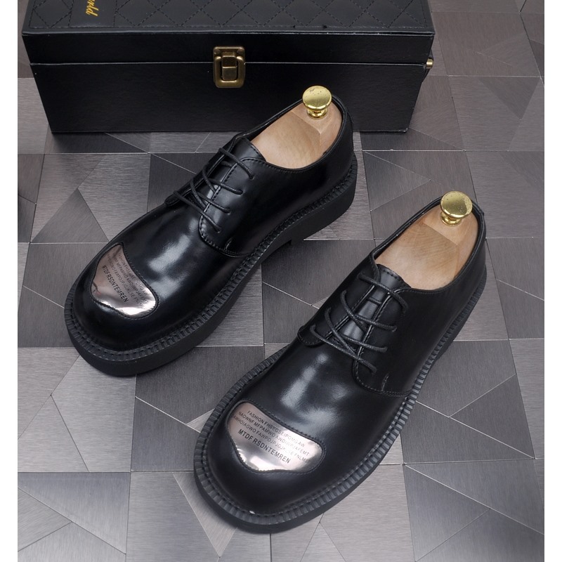 ShoeVault Neue Business-Schnürschuhe für Herren, Derby-Schuhe mit runder Zehenpartie, dicker Sohle und Plateau, die die Körpergröße erhöhen – ideal für Hochzeiten._voghion.com