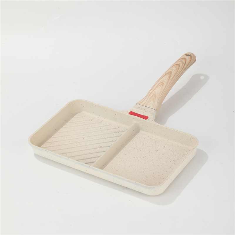 Arroz japonés transfronterizo doble panela de desayuno de piedra panela cuadrada panela antiadherente panela multifuncional para hamburguesas de filete