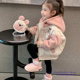 女童外套秋冬款2025新款洋气女宝宝秋季加绒加厚上衣儿童秋装棉衣