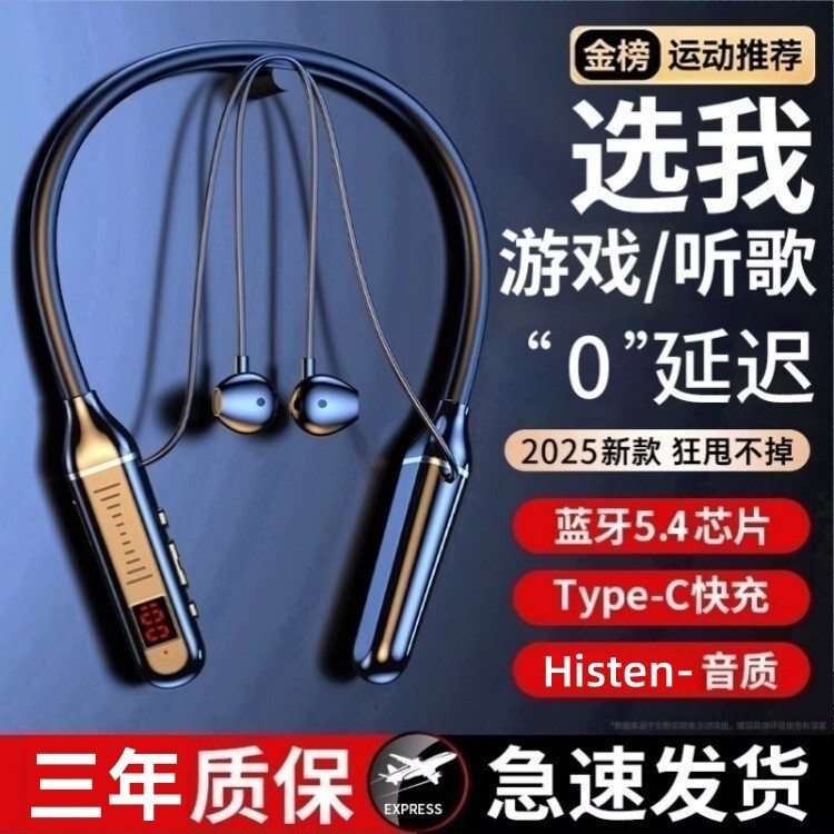 Neck-Hanging Bluetooth Earphones, True Wireless, Semi-In-Ear, Noise-Cancelling, for Running and Sports, Long Battery Life, Card-Insertable, New Model