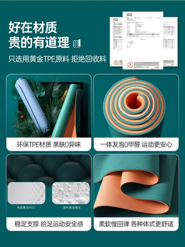 TPE Anti-slip Yoga Mat, Household Fitness Mat, 183*80cm Padded Silent Yoga Mat, Thick Dance Mat