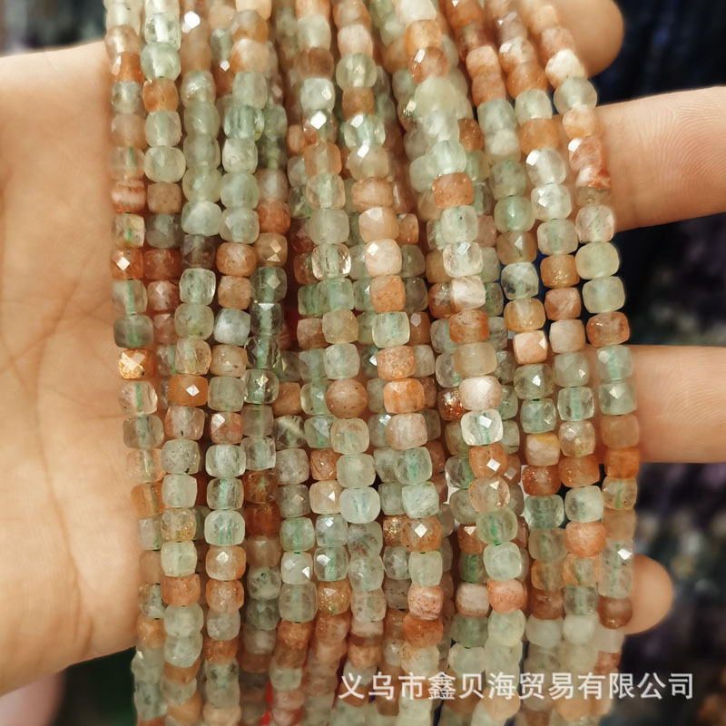 2.5*2.5mm天然石小方珠散珠方糖珠彩碧璽いちご晶紫晶方糖方粒ビーズ|undefined