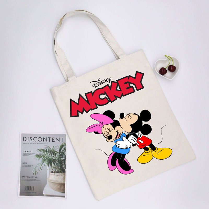 Mickey Minnie Mouse impreso bolsa de lona bolso de hombro bolso plegable bolso de compras