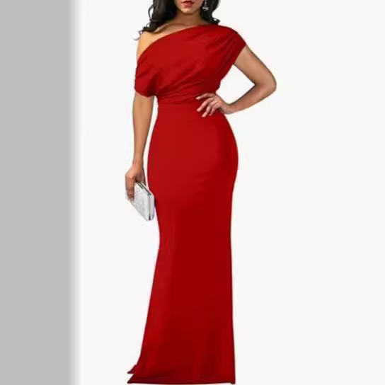 2024 Spring Women's Elegant Sleeveless Off-Shoulder Tight Long Formal Party Dress
