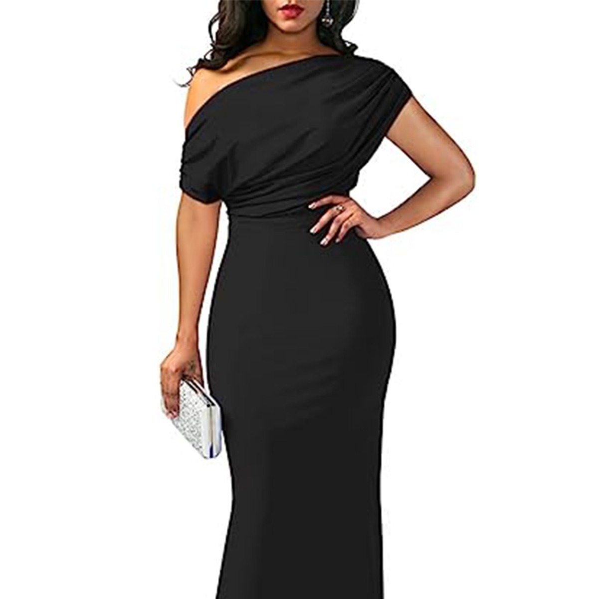 Nuevo comercio exterior europeo y americano nueva ropa de mujer amazon nuevo más tamaño vestido vaina color sólido vestido fuera del cuello image 7