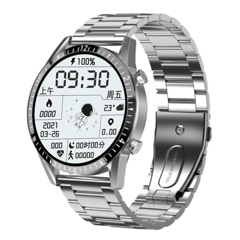 T9 블랙 대나무 스틸 시계줄(자기 충전)