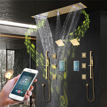 HIDEEP 浴室花洒套装36*12寸LED音乐嵌入顶式顶喷数显恒温触控阀