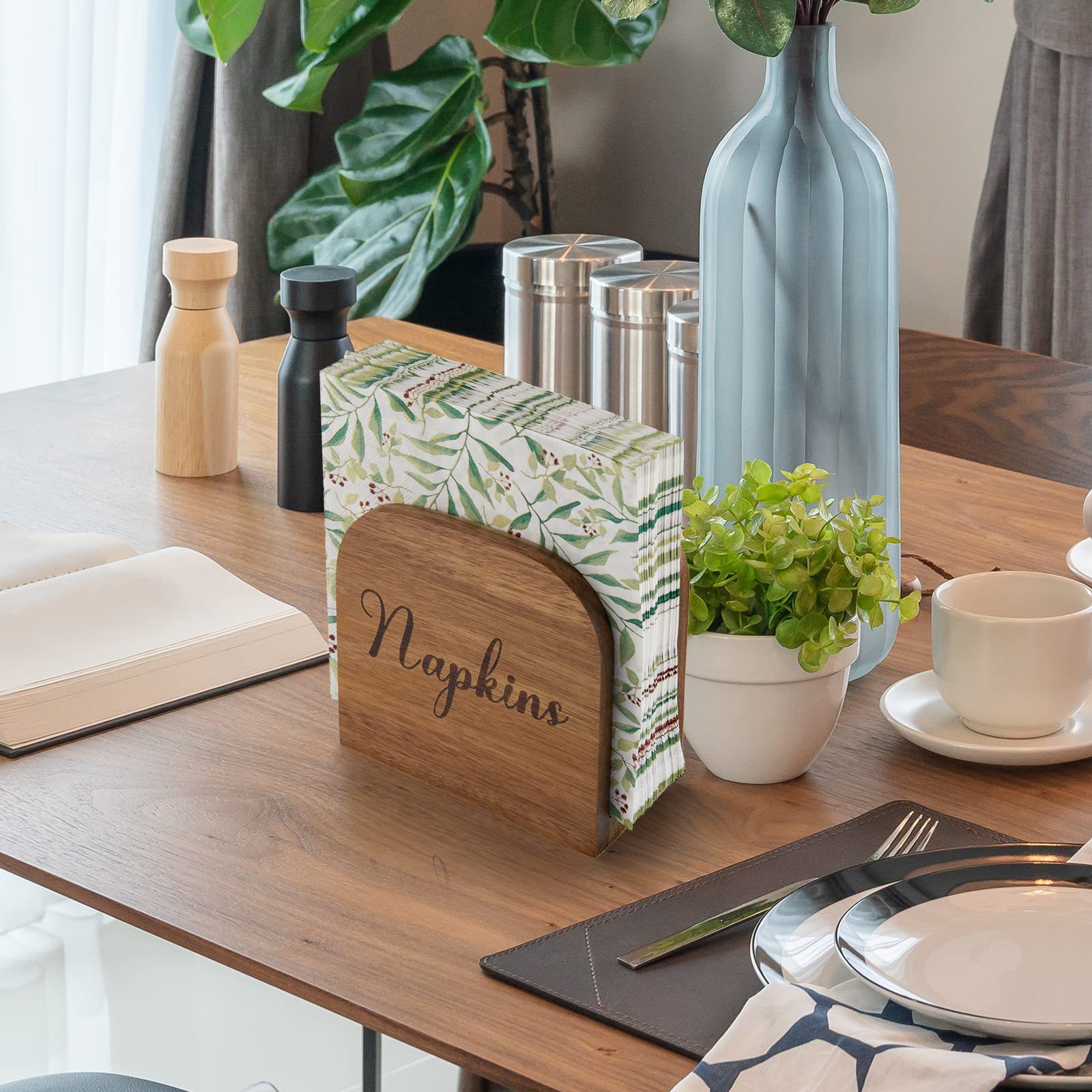 木质纸巾架桌面站立式纸巾盒咖啡厅纸巾收纳架美式餐厅餐巾收纳盒
