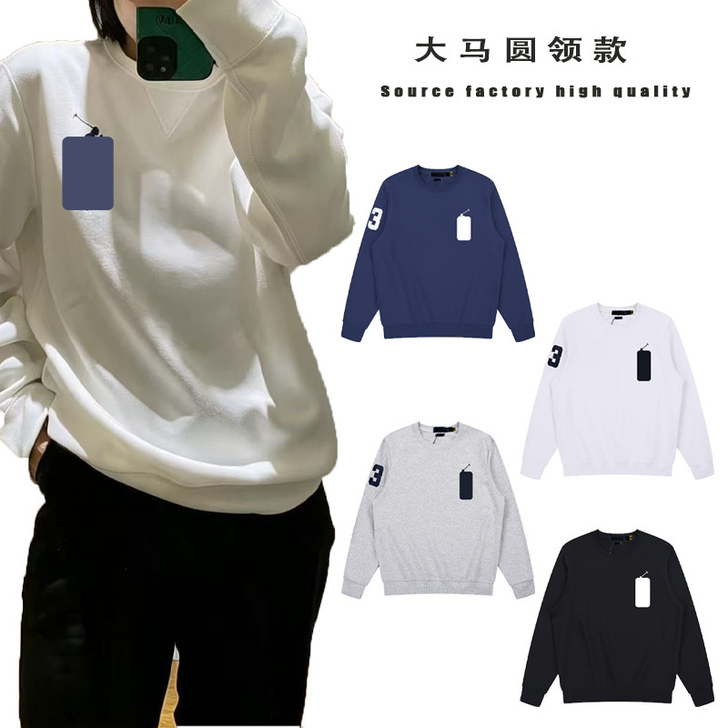 Spring and Autumn Thin Polo Crew Neck RL Pullover Solid Color Sweatshirt Embroidered Loose Fit Men's Polo Jacket Supply Spring and Autumn Thin Polo Crew Neck RL Pullover Solid Color Sweatshirt Embroidered Loose Fit Men's Polo Jacket Supply