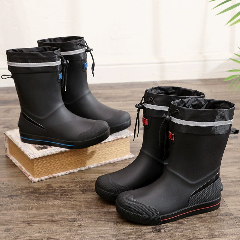 Новые резиновые сапоги мужские рабочие кухонные Нескользящие водные ботинки Four Seasons носимые непромокаемые резиновые сапоги на открытом воздухе модная обувь для рабочего рынка