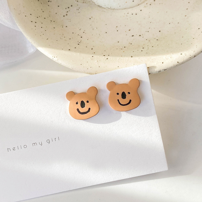 Cartoon Without Pierced Ear Brown Bear Earrings display picture 2