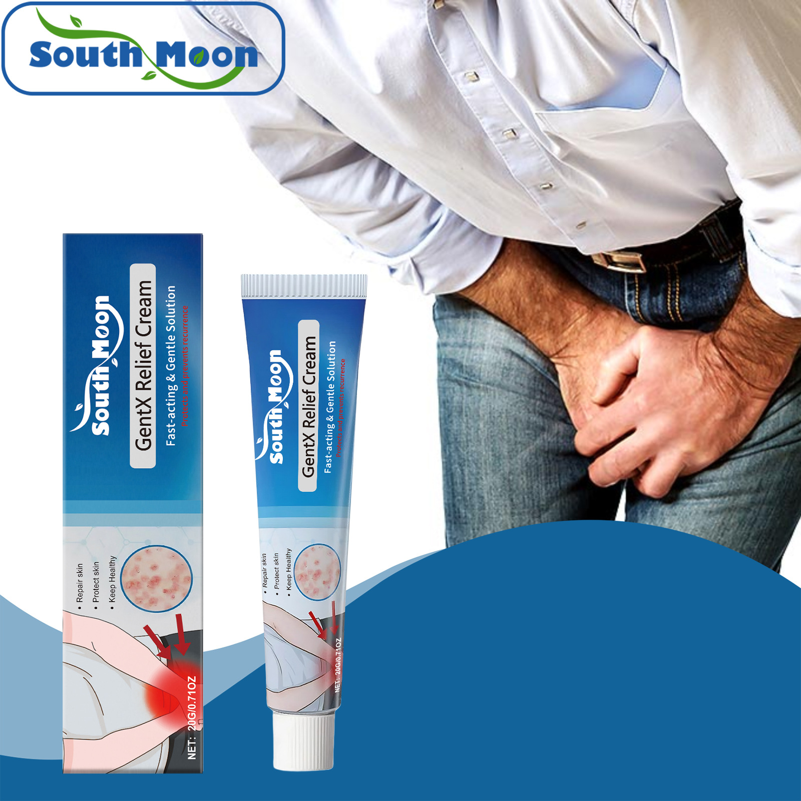 South Moon Men's Care Cream Gentle Cleansing, Delicate and Smooth Skin, Daily Body Care Cream