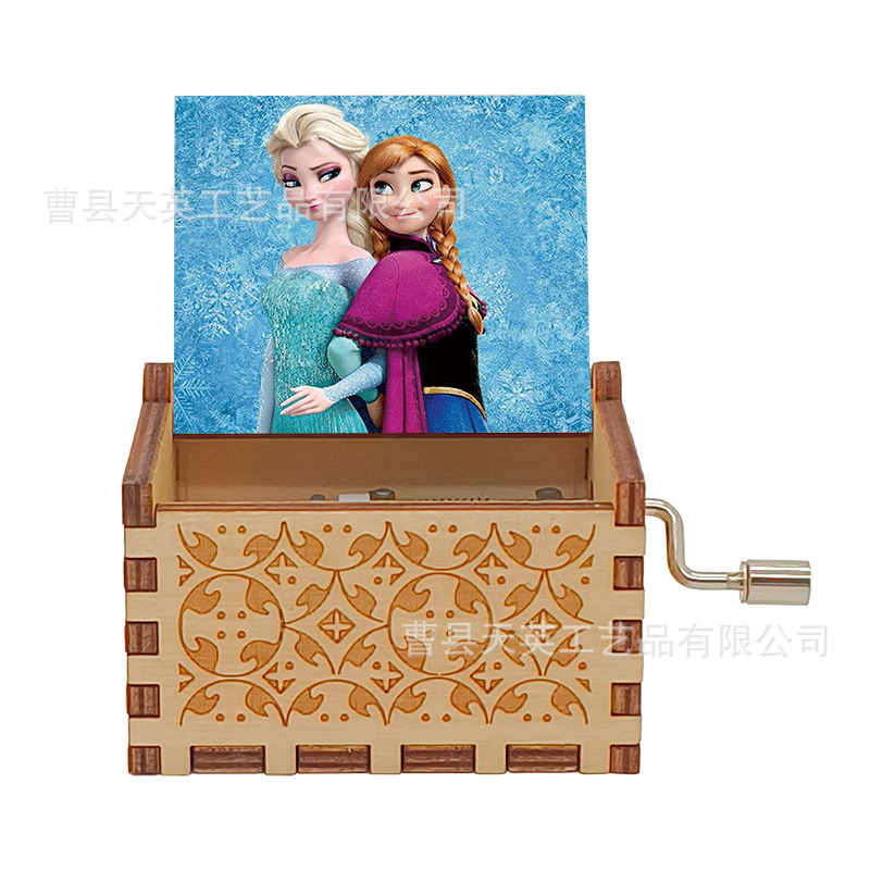 木製オルゴールの置物クラシック彫刻の美しい彩色絵手揺れ愛莎プリンセスオルゴールアナと雪の女王卸売り|undefined