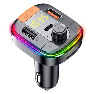 Car MP3 Bluetooth FM transmitter Bluetooth player colorful atmosphere breathing light QC3.0 fast charge PD version