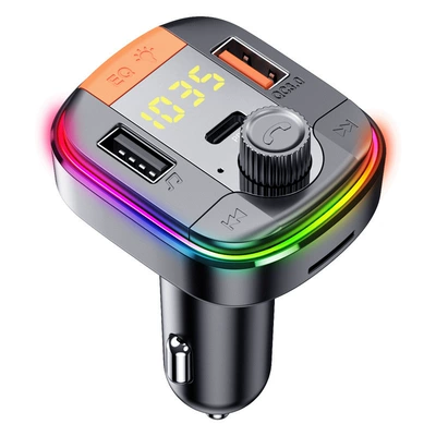 Car MP3 Bluetooth FM transmitter Bluetooth player colorful atmosphere breathing light QC3.0 fast charge PD version