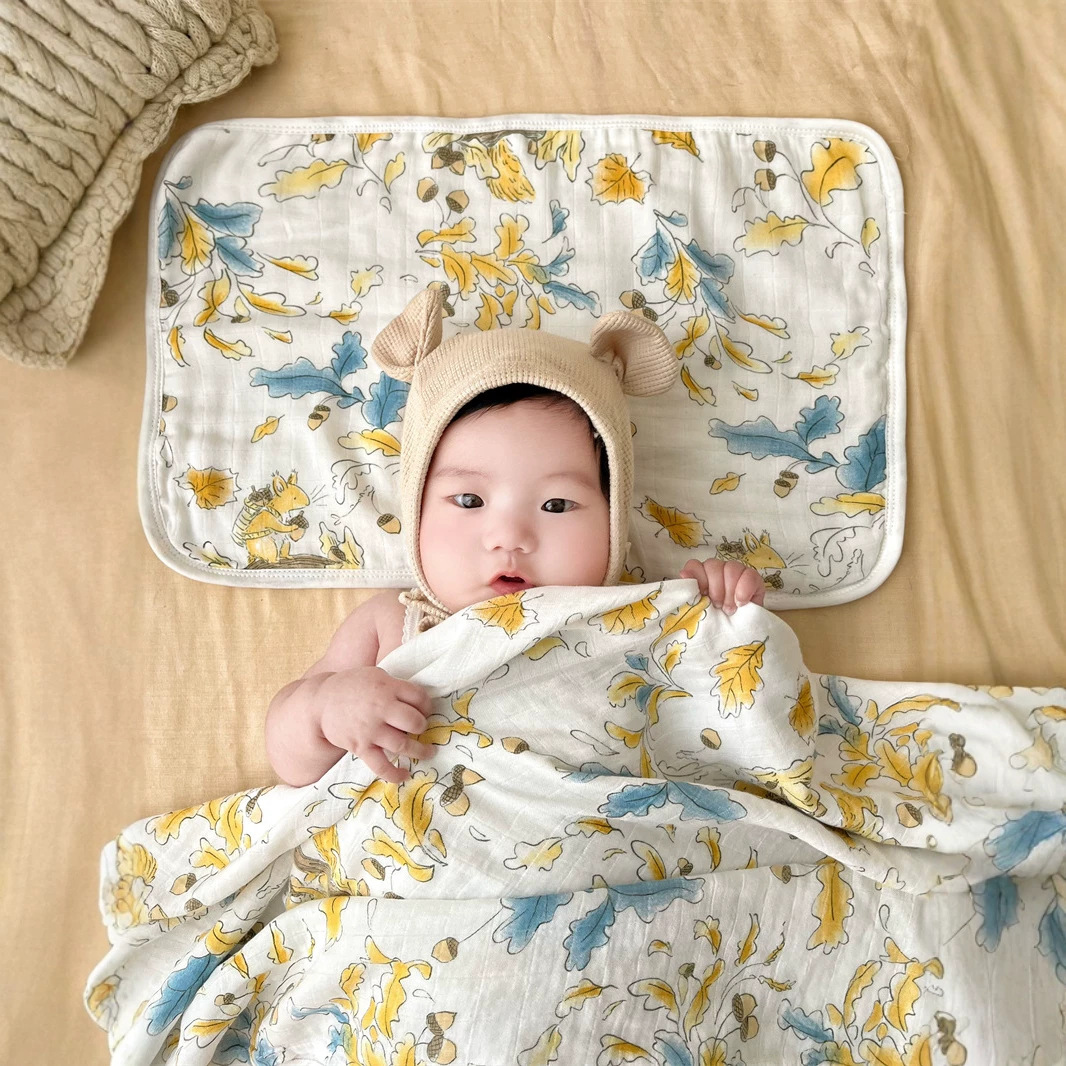 아기 베개 수건 대나무 코튼 거즈 구름 베개 베개 신생아 플랫 베개 잘못된 수건 담요 목욕 타월 조합